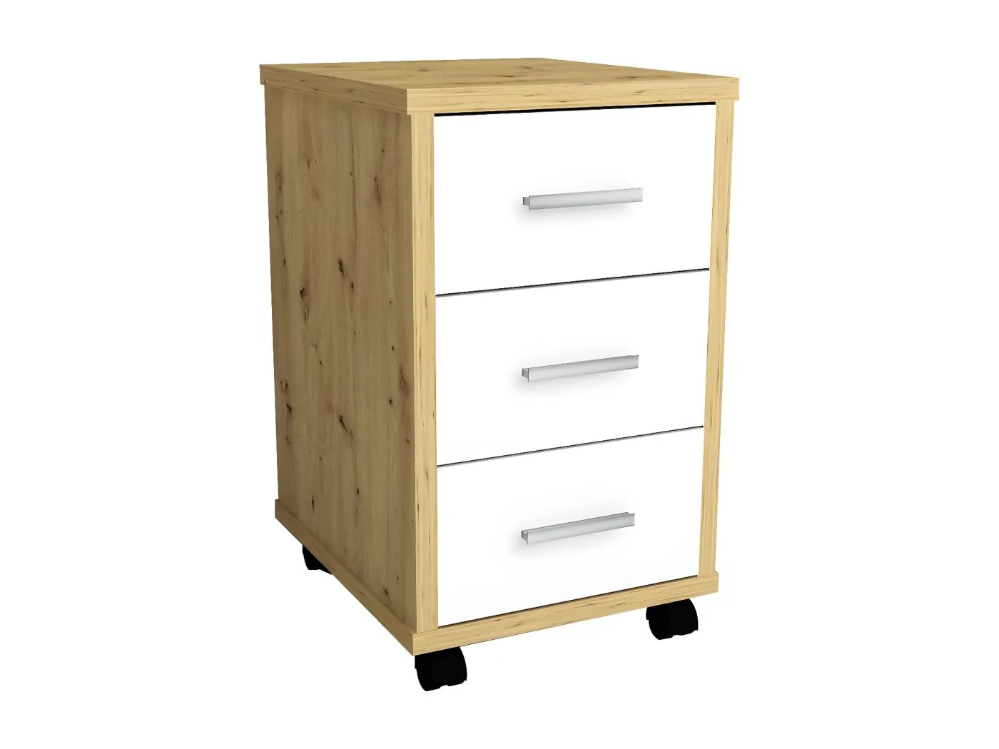 Schubladenschrank mit Rollen Eichenoptik Weiß