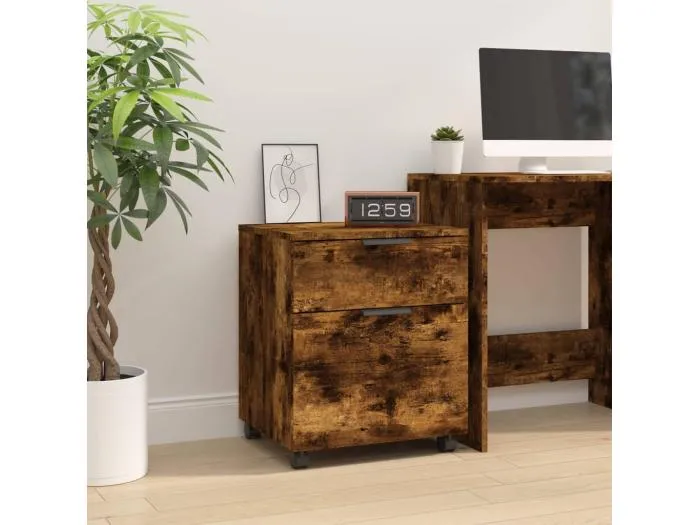 Mobiler Aktenschrank mit Rollen Räuchereiche 45x38x54 cm