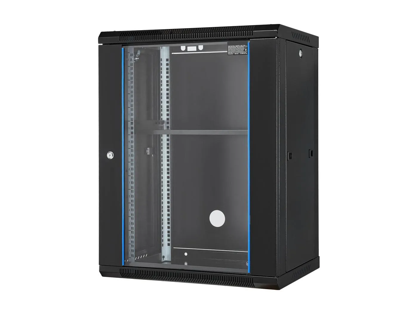 Server-Rack SucceBuy 15U Netzwerk-Server-Rack für Wandmontage, Glastür von 46cm, Schrankgehäuse, Verriegelbar, Schwarz