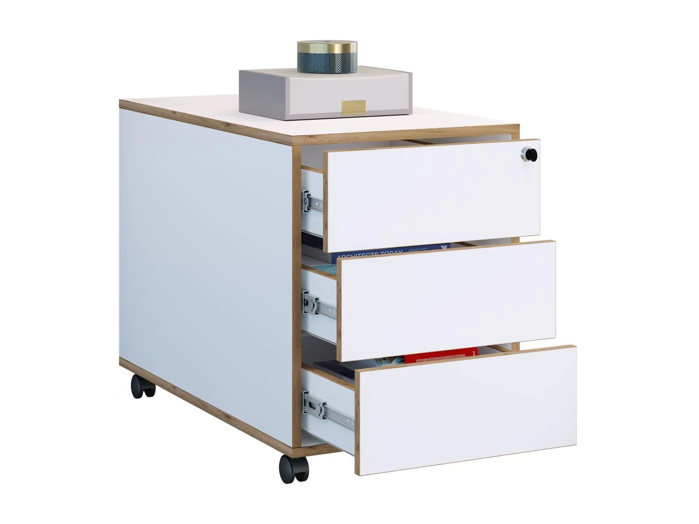 Holz Rollcontainer Bürocontainer Salia 3 Schublade