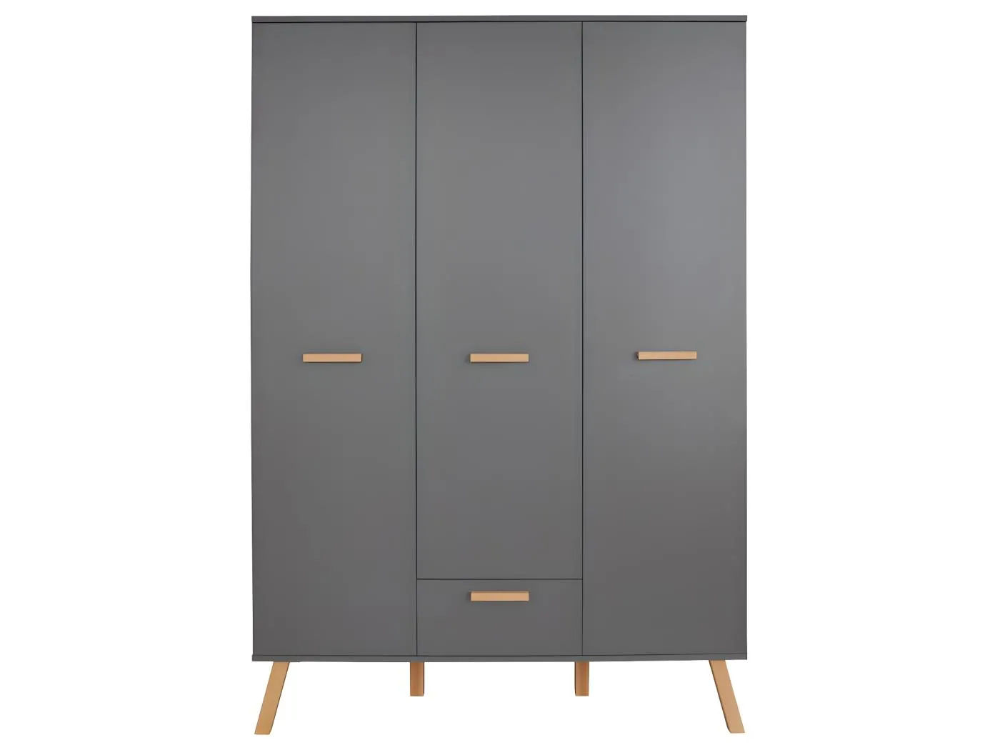 MatsBaby Kinder Kleiderschrank 3 Türen, 1 Schublade grau.