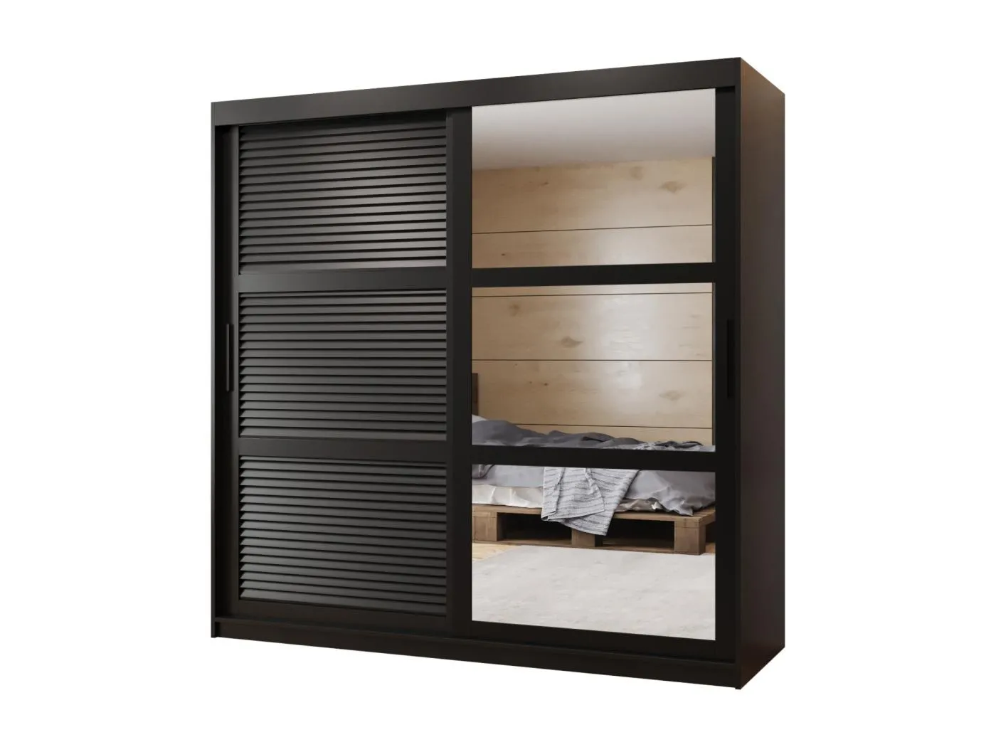 SCHWEBETÜRENSCHRANK ZALUZJA 2 200/180/62 2-türig (Schwarz)