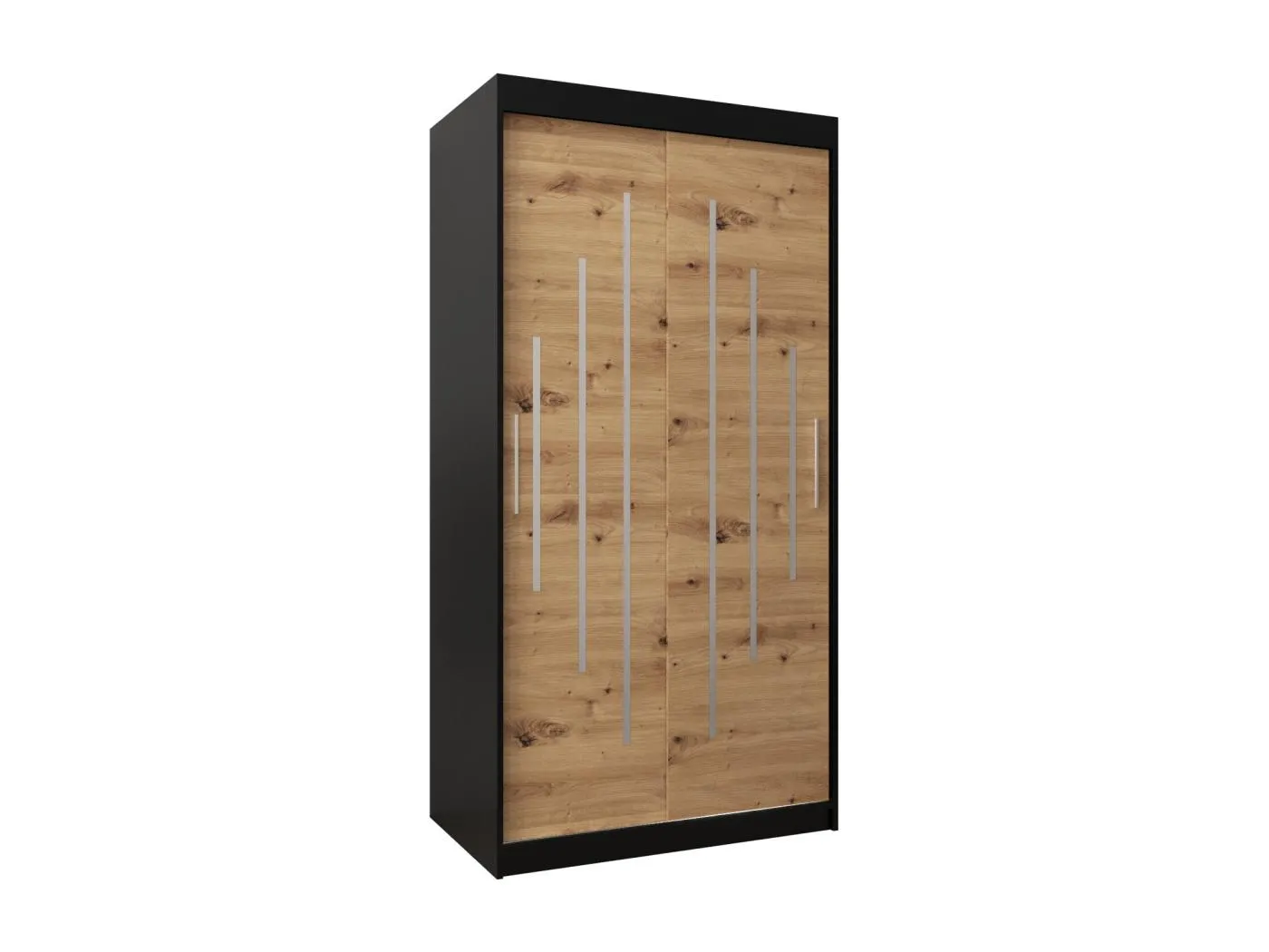 SCHWEBETÜRENSCHRANK YORK 200/100/62 2-türig (Schwarz/Artisan)