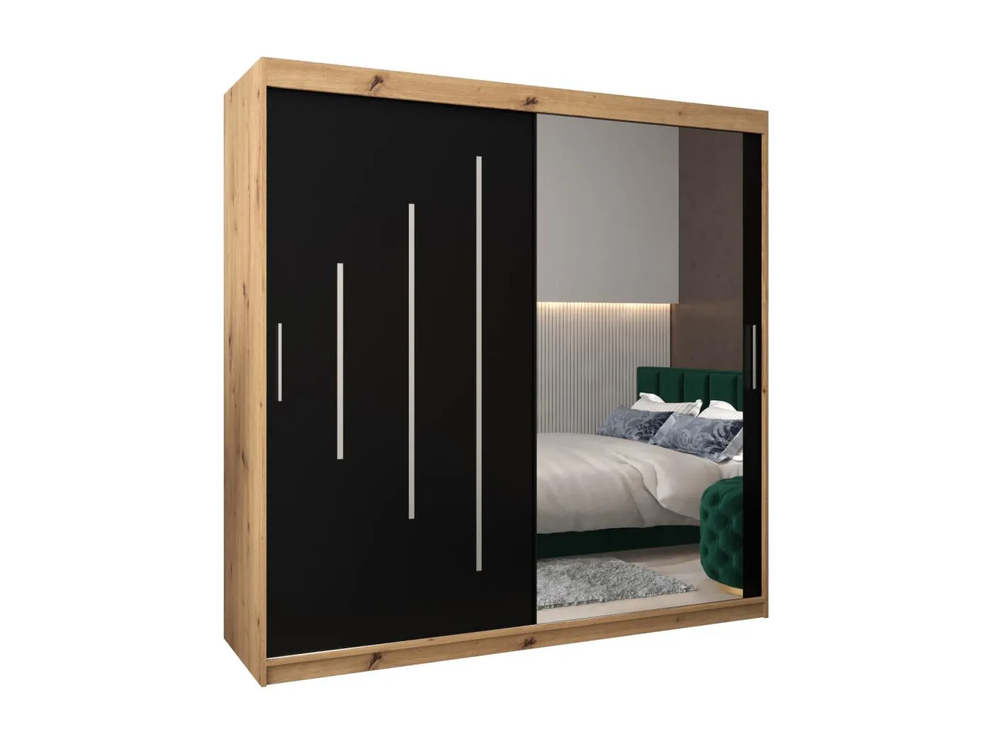 SCHWEBETÜRENSCHRANK YORK 2 200/200/62 2-türig (Artisan/Schwarz)