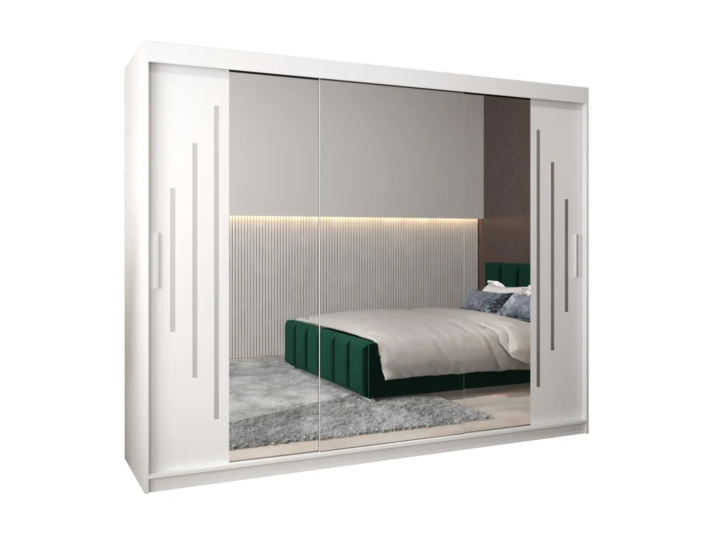 SCHWEBETÜRENSCHRANK YORK 2 200/250/62 3-türig (Weiß/Weiß)