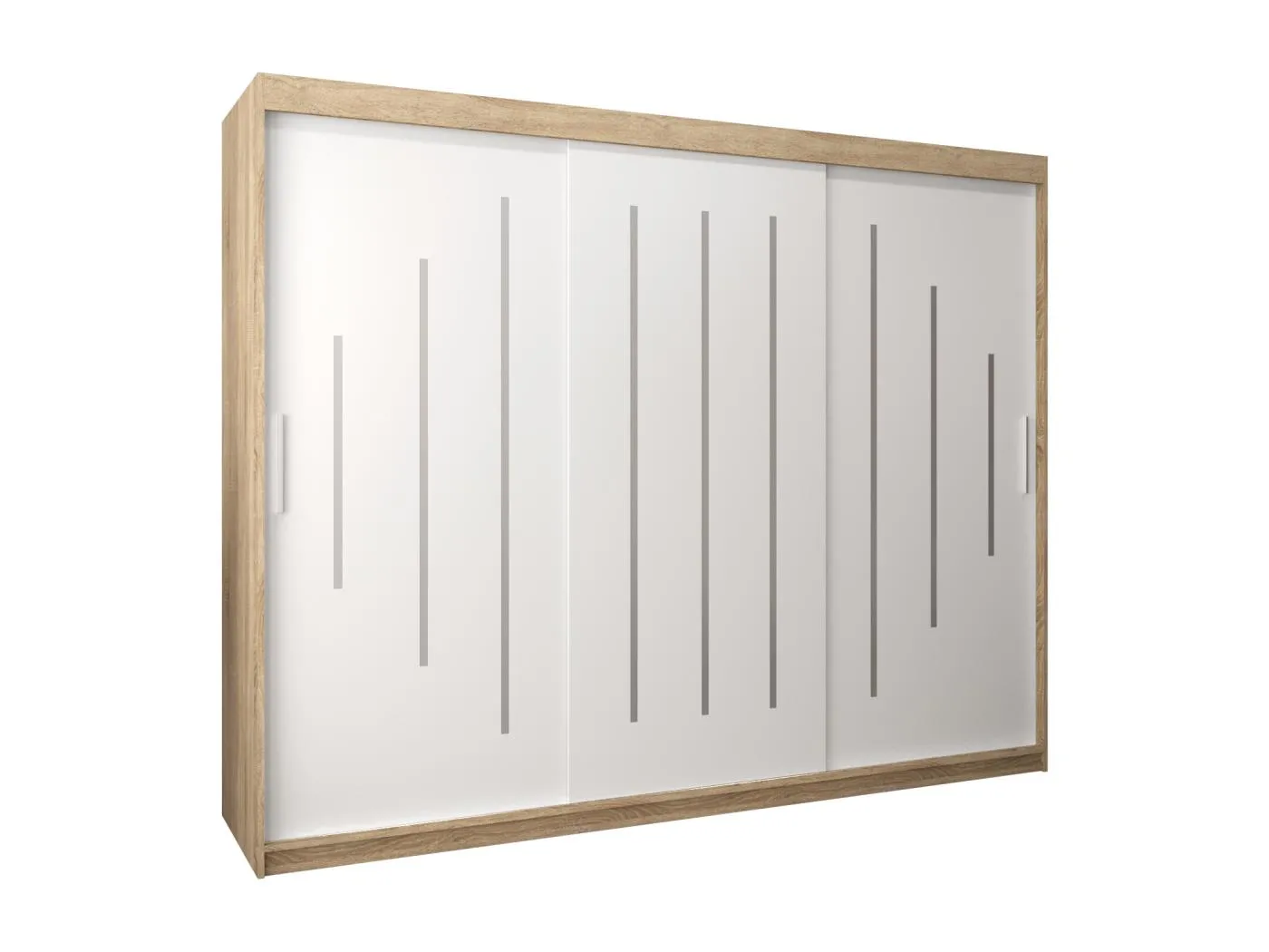 SCHWEBETÜRENSCHRANK YORK 200/250/62 3-türig (Sonoma/Weiß)