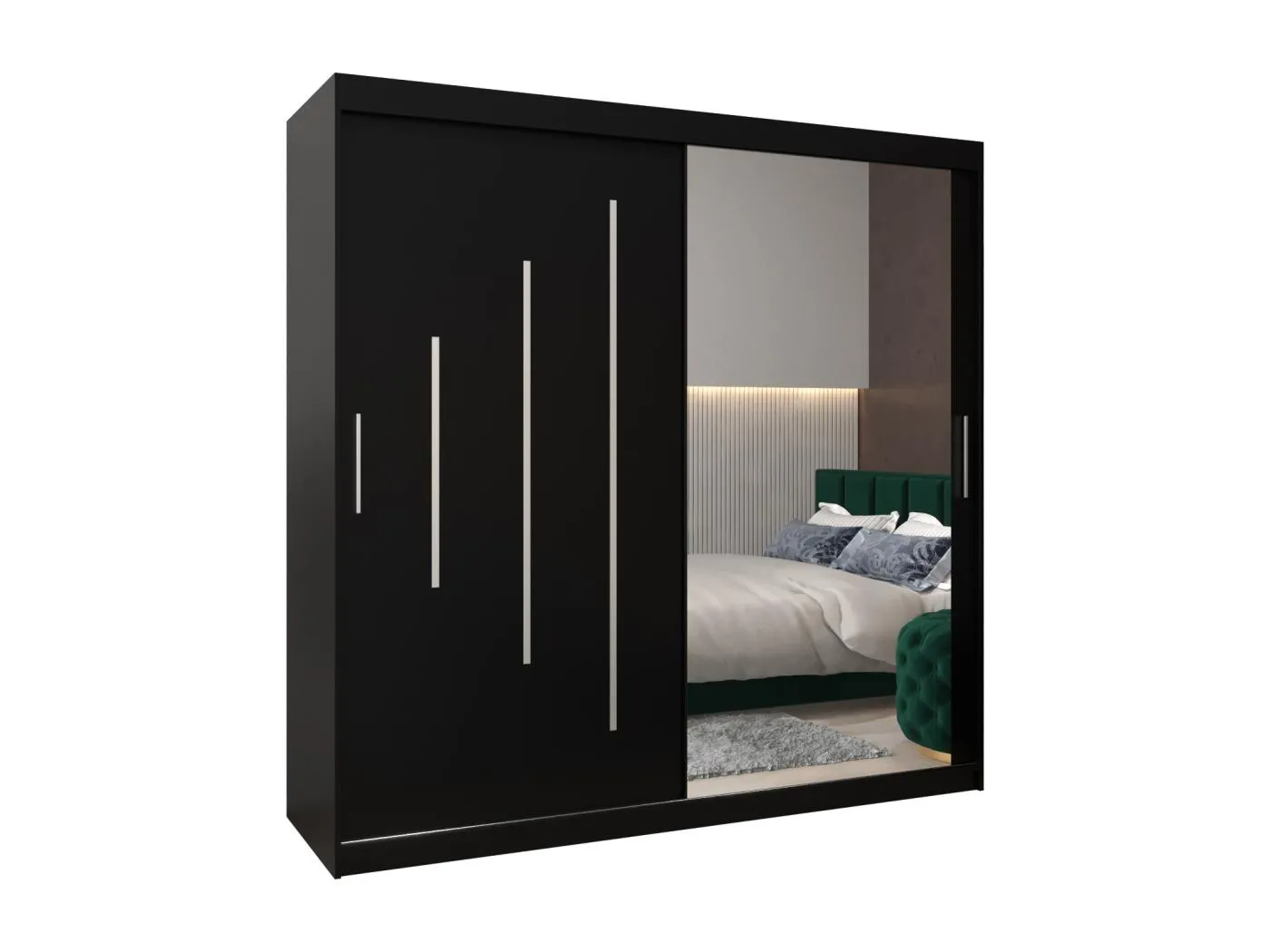 SCHWEBETÜRENSCHRANK YORK 2 200/200/62 2-türig (Schwarz/Schwarz)