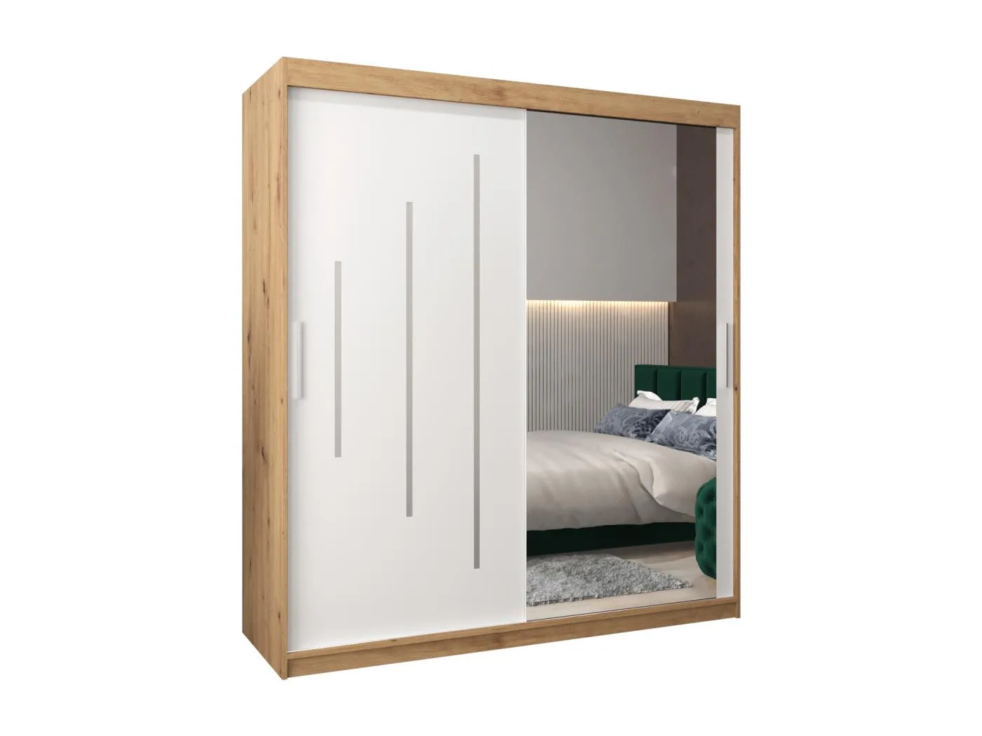 SCHWEBETÜRENSCHRANK YORK 2 200/180/62 2-türig (Artisan/Weiß)