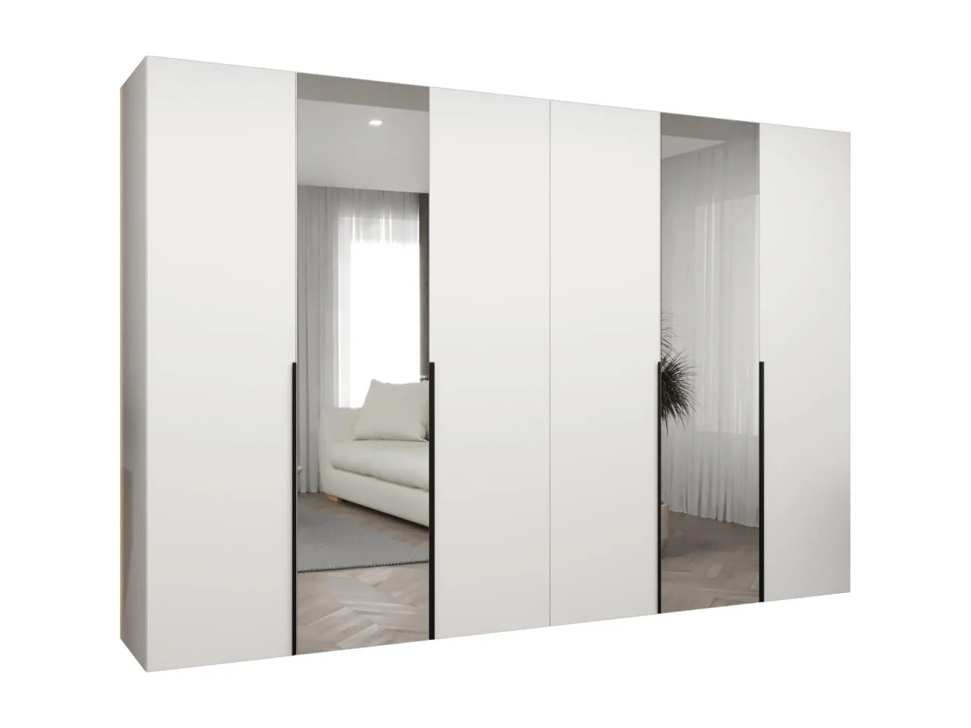 Drehtürenschrank Alicante 2 202/300/52 6-türig (Weiß|Schwarz)