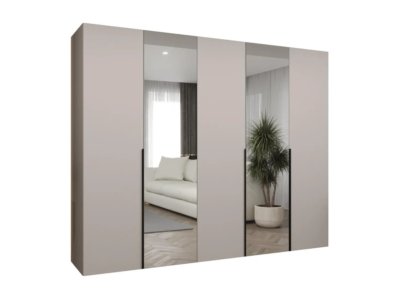 Drehtürenschrank Alicante 2 202/250/52 5-türig (Kaschmir|Schwarz)