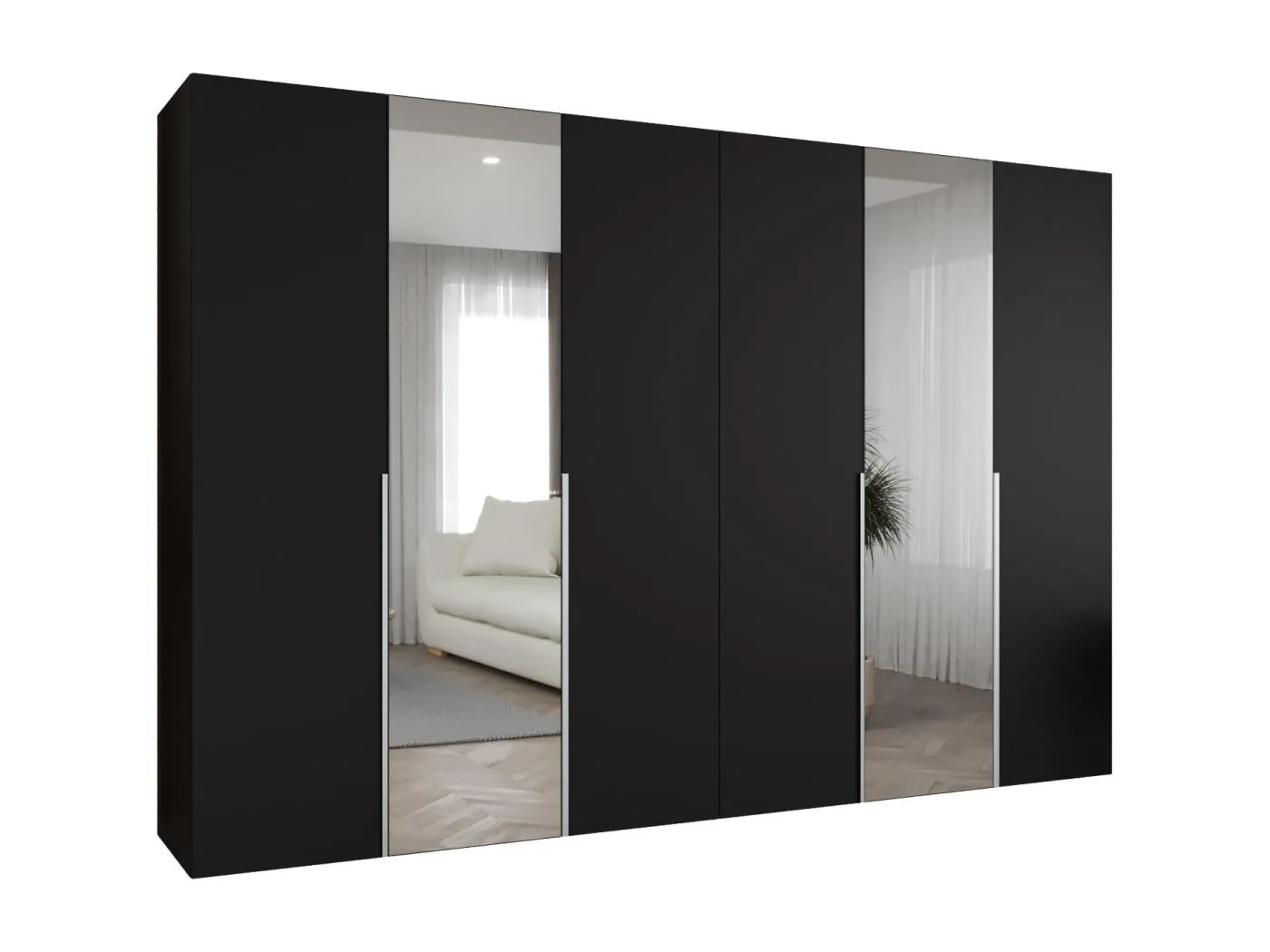 Drehtürenschrank Alicante 2 202/300/52 6-türig (Schwarz|Kaschmir)