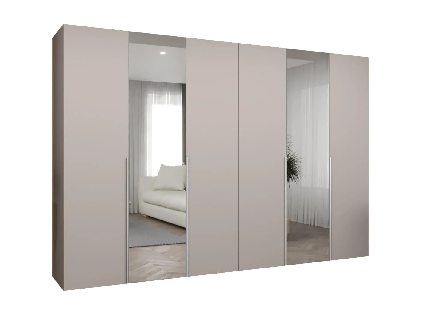 Drehtürenschrank Alicante 2 202/300/52 6-türig (Kaschmir|Kaschmir)