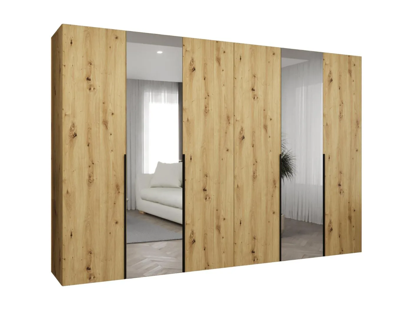 Drehtürenschrank Alicante 2 202/300/52 6-türig (Artisan Eiche|Schwarz)