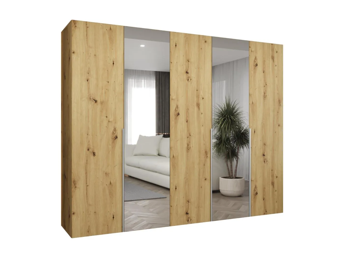 Drehtürenschrank Alicante 2 202/250/52 5-türig (Artisan Eiche|Kaschmir)