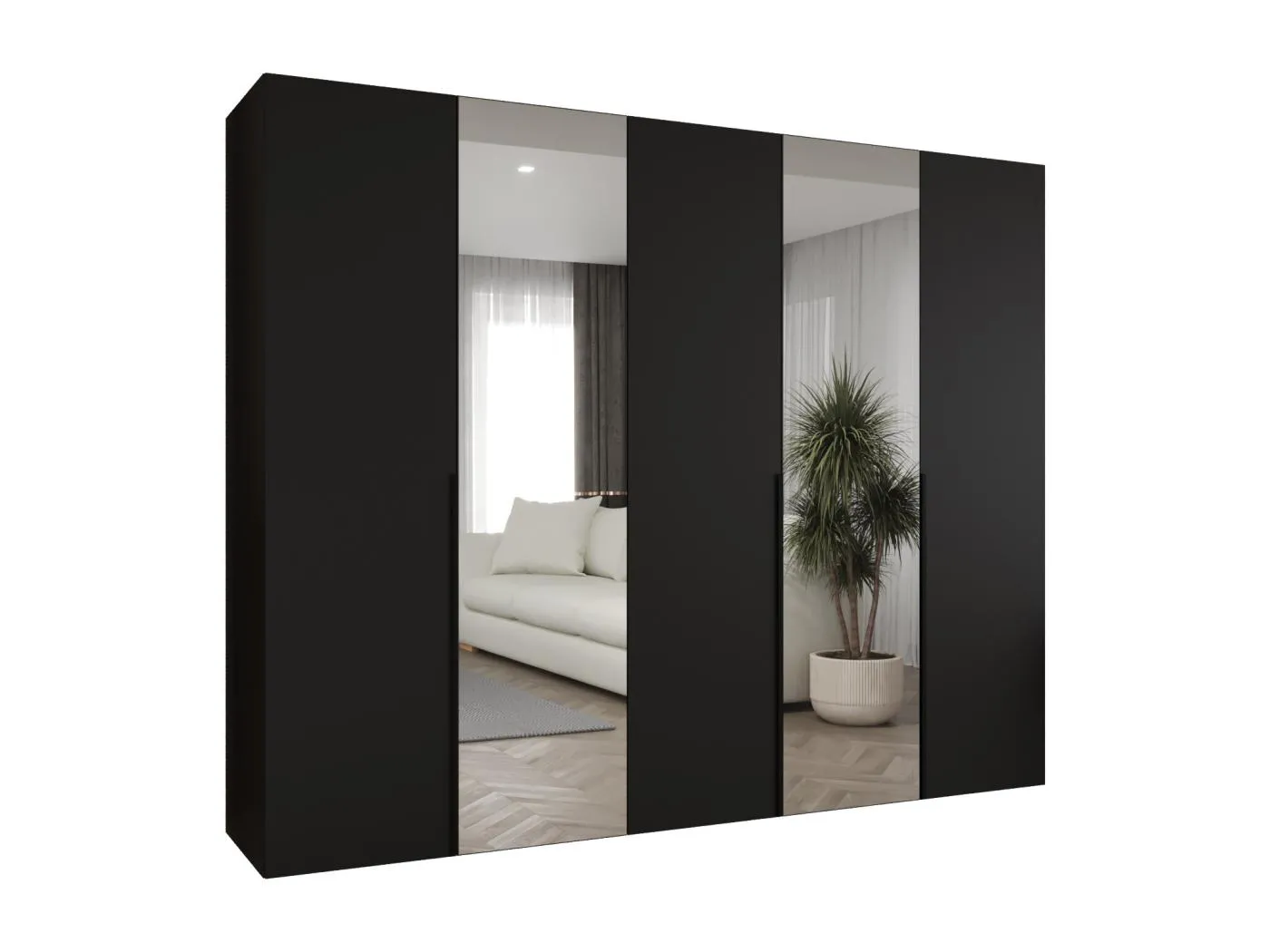 Drehtürenschrank Alicante 2 202/250/52 5-türig (Schwarz|Schwarz)