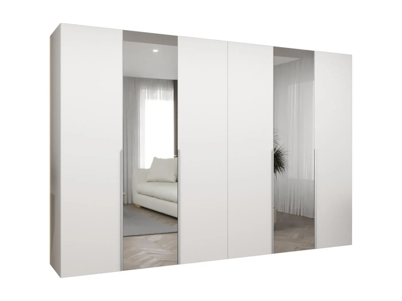 Drehtürenschrank Alicante 2 202/300/52 6-türig (Weiß|Kaschmir)