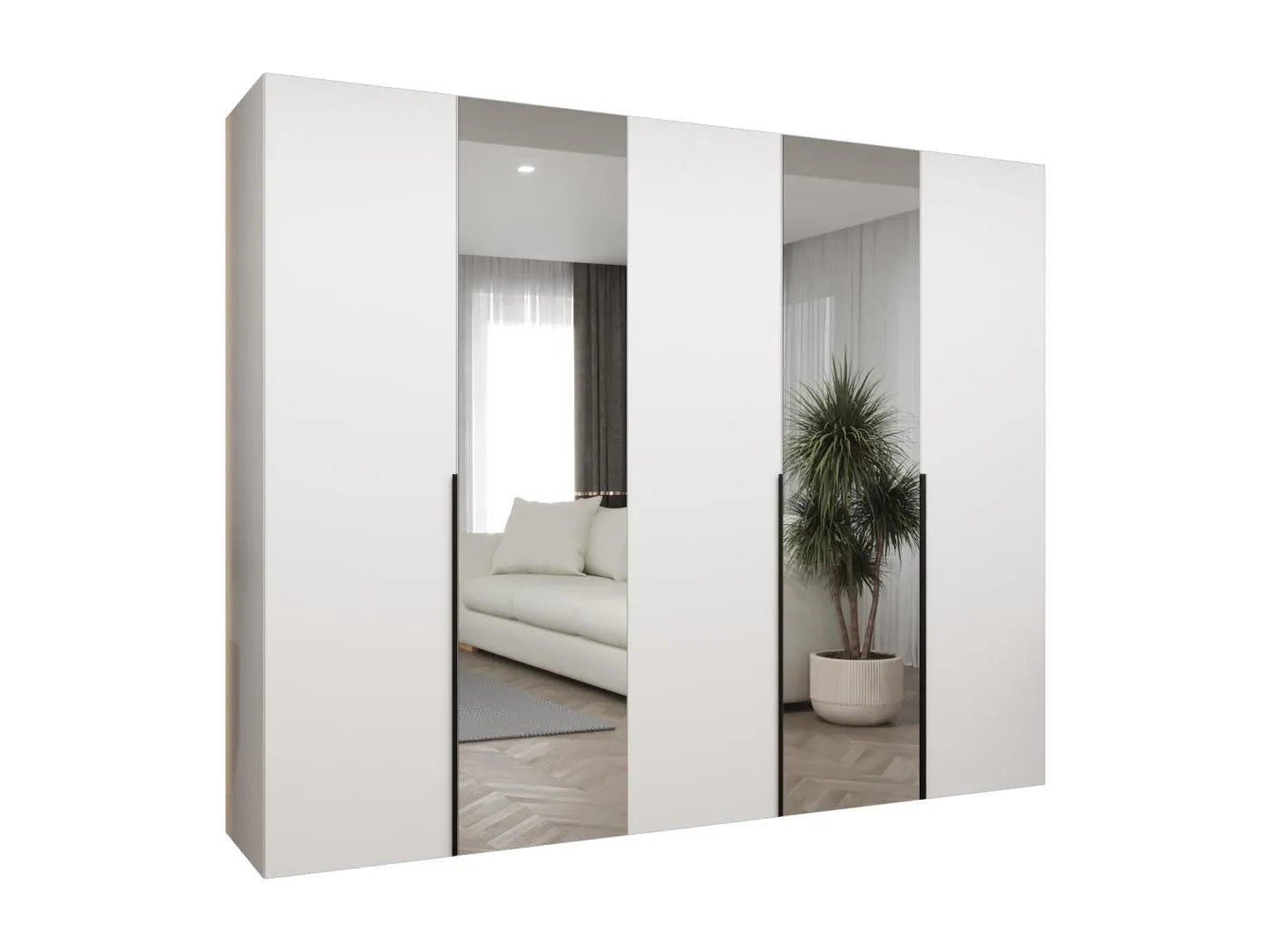 Drehtürenschrank Alicante 2 202/250/52 5-türig (Weiß|Schwarz)