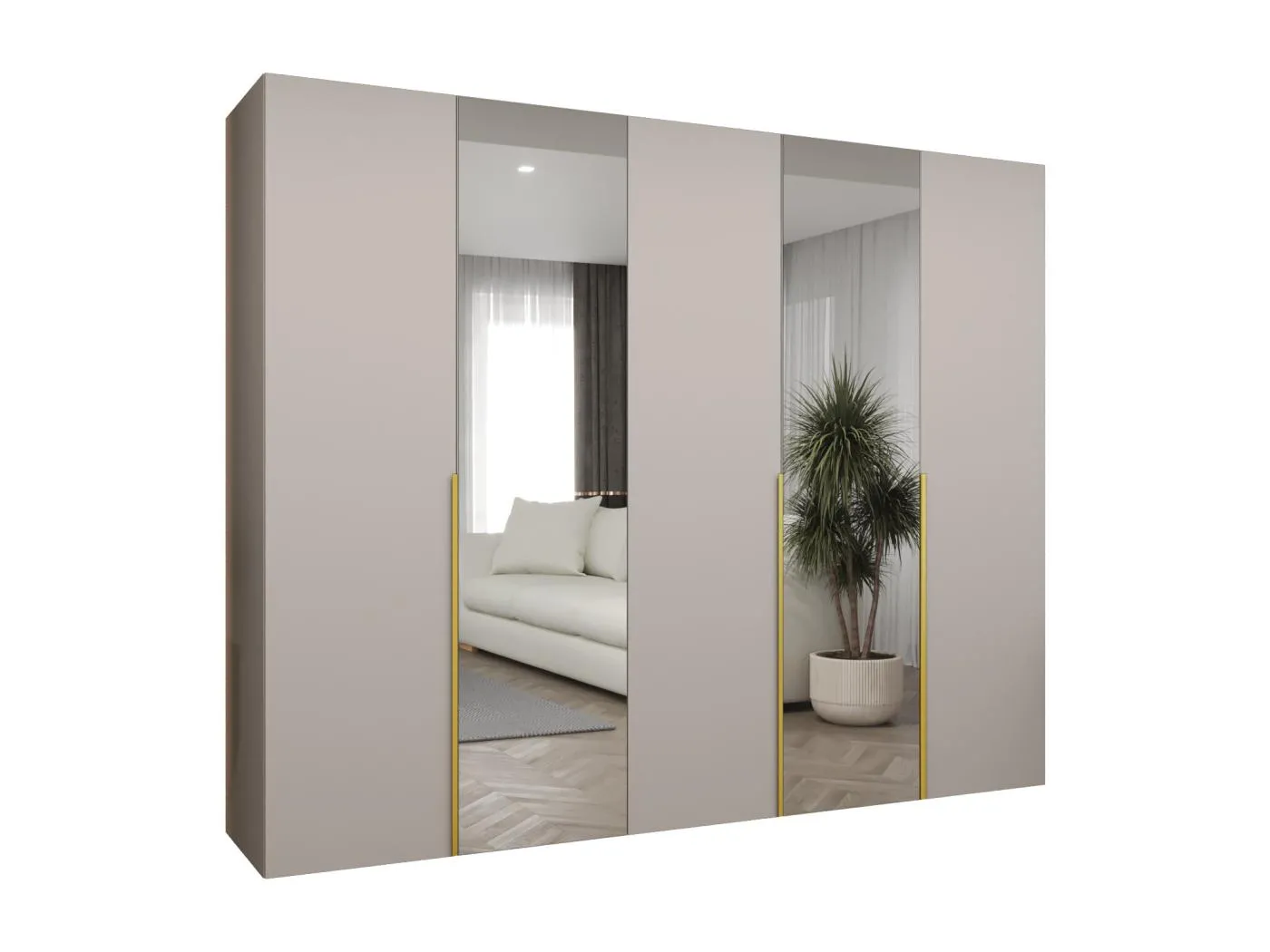 Drehtürenschrank Alicante 2 202/250/52 5-türig (Kaschmir|Gold)