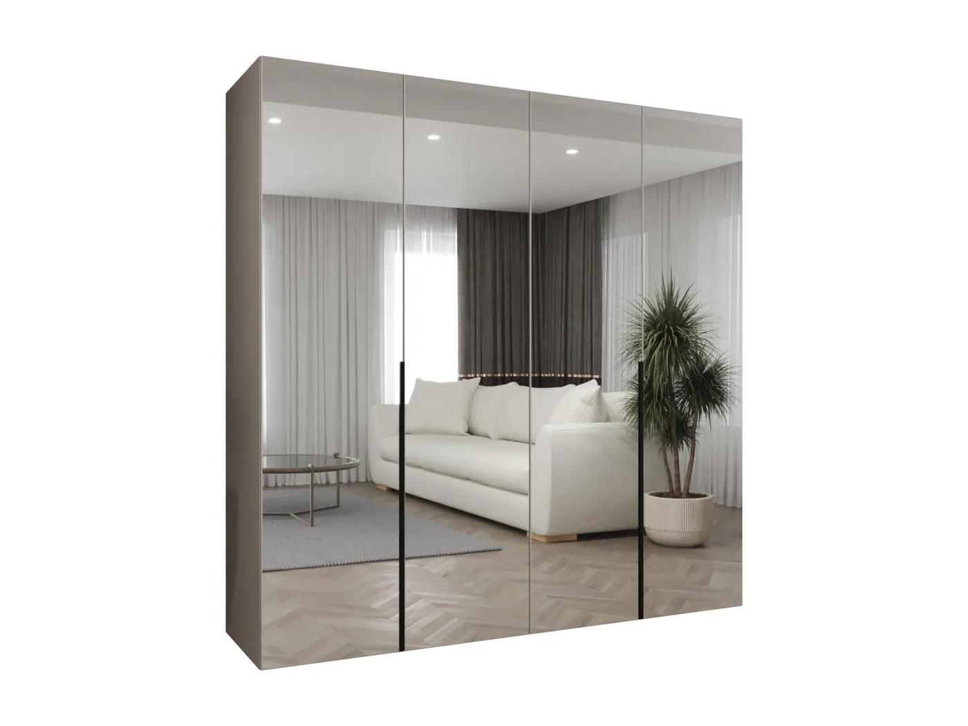 Drehtürenschrank Alicante 3 202/200/52 4-türig (Kaschmir|Schwarz)