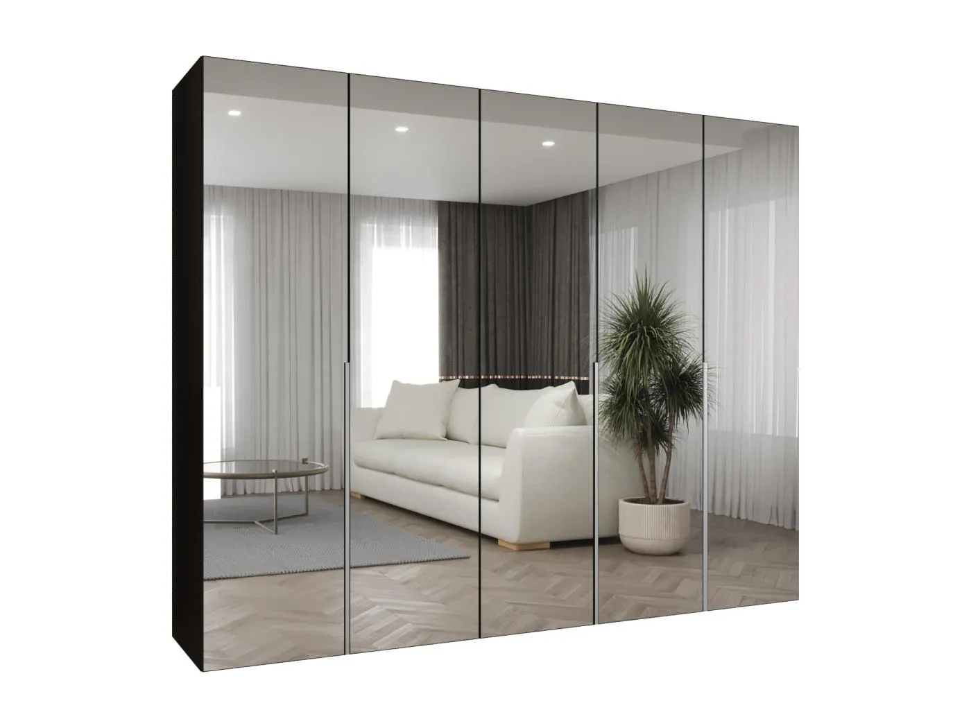 Drehtürenschrank Alicante 3 202/250/52 5-türig (Schwarz|Kaschmir)