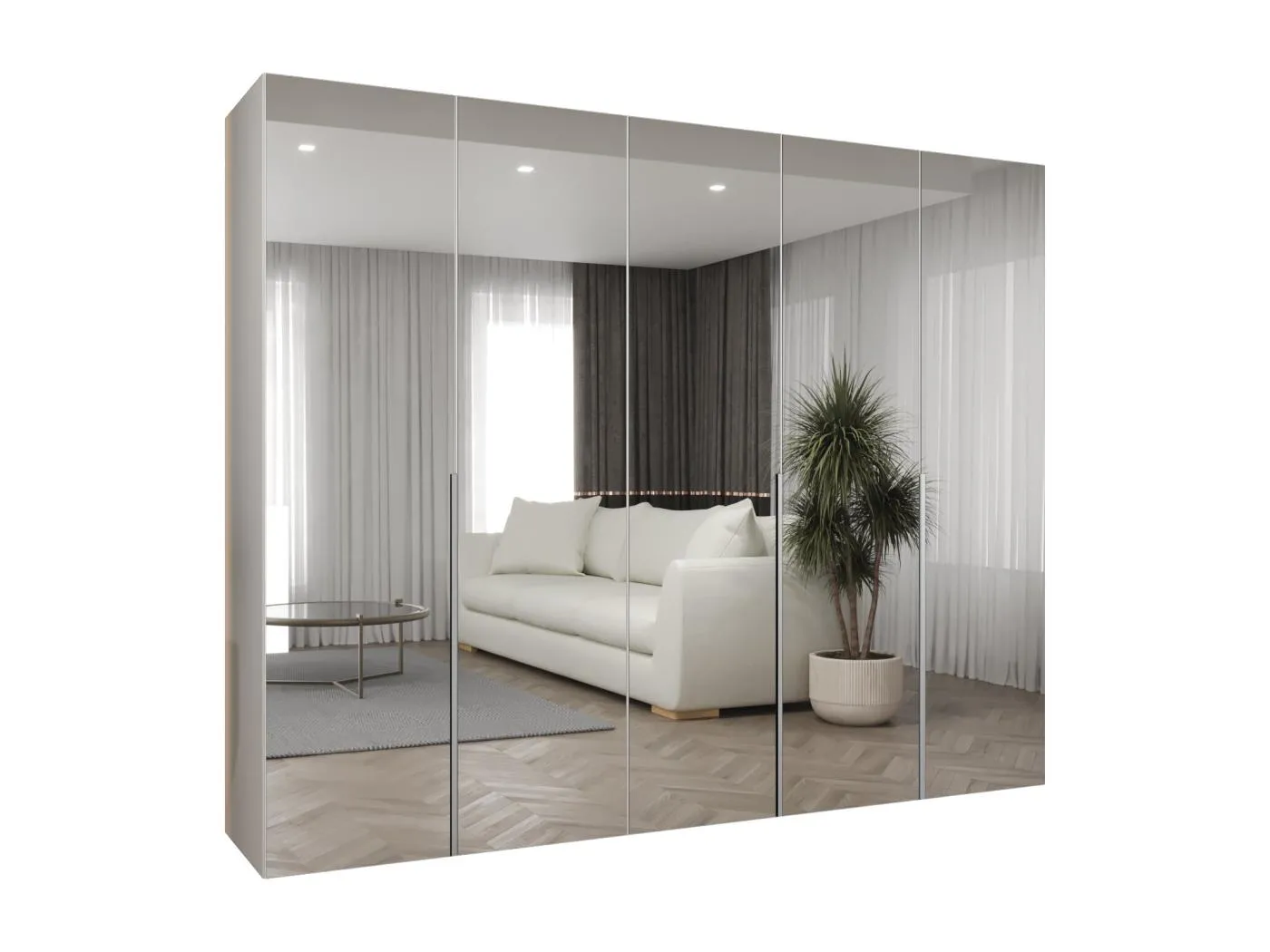 Drehtürenschrank Alicante 3 202/250/52 5-türig (Weiß|Kaschmir)