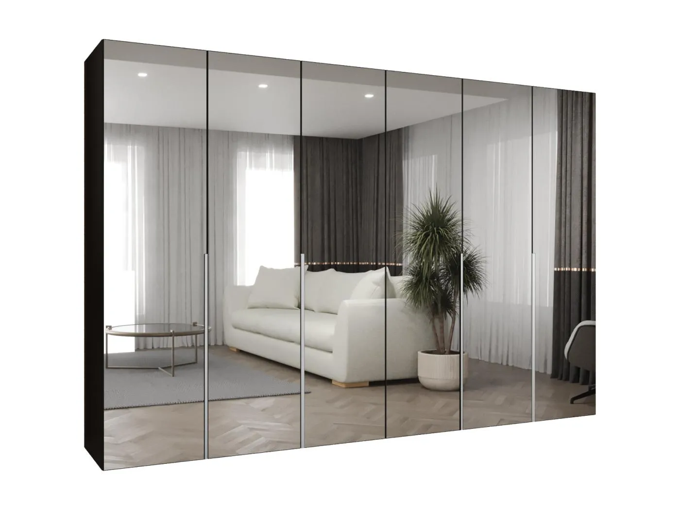 Drehtürenschrank Alicante 3 202/300/52 6-türig (Schwarz|Kaschmir)