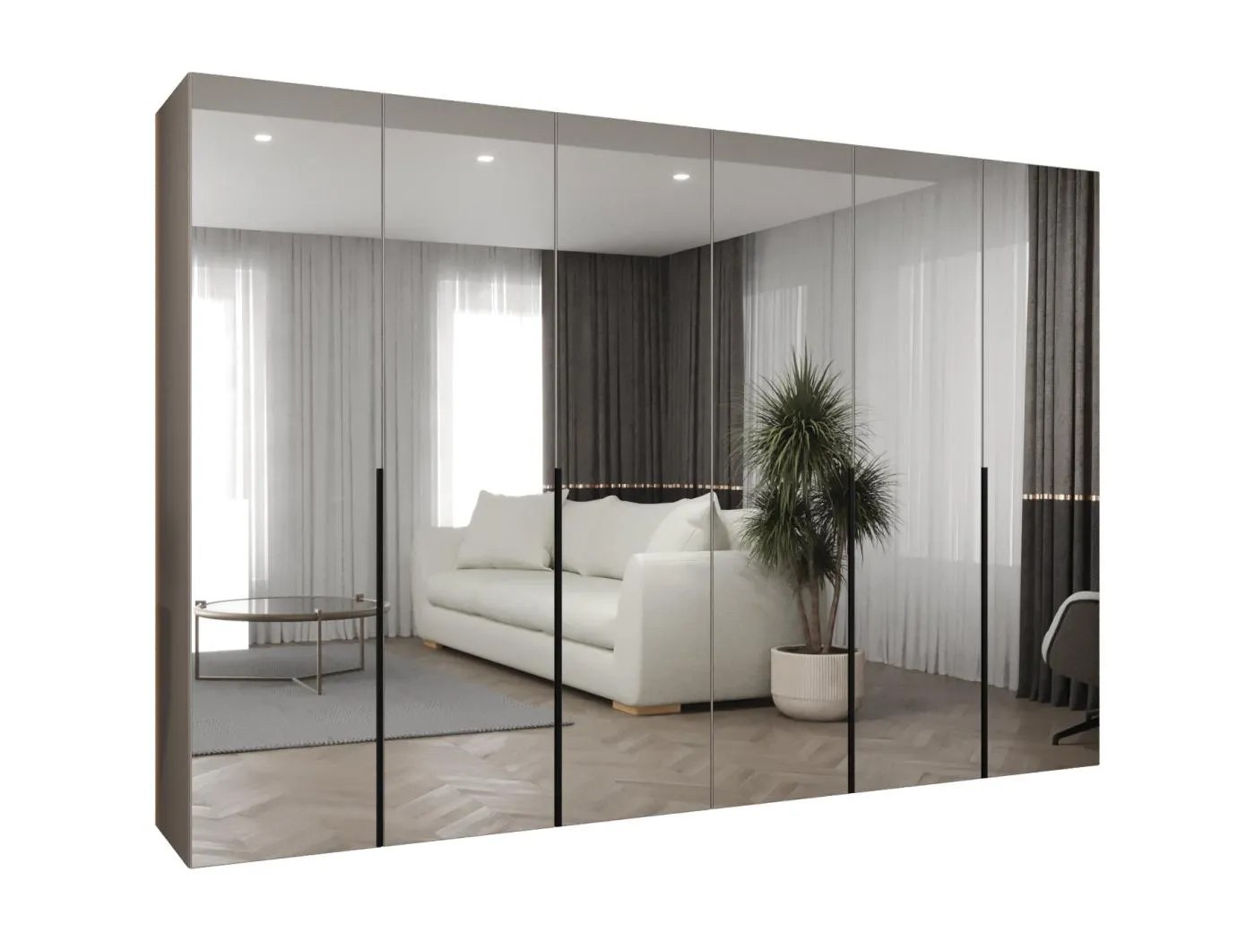 Drehtürenschrank Alicante 3 202/300/52 6-türig (Kaschmir|Schwarz)