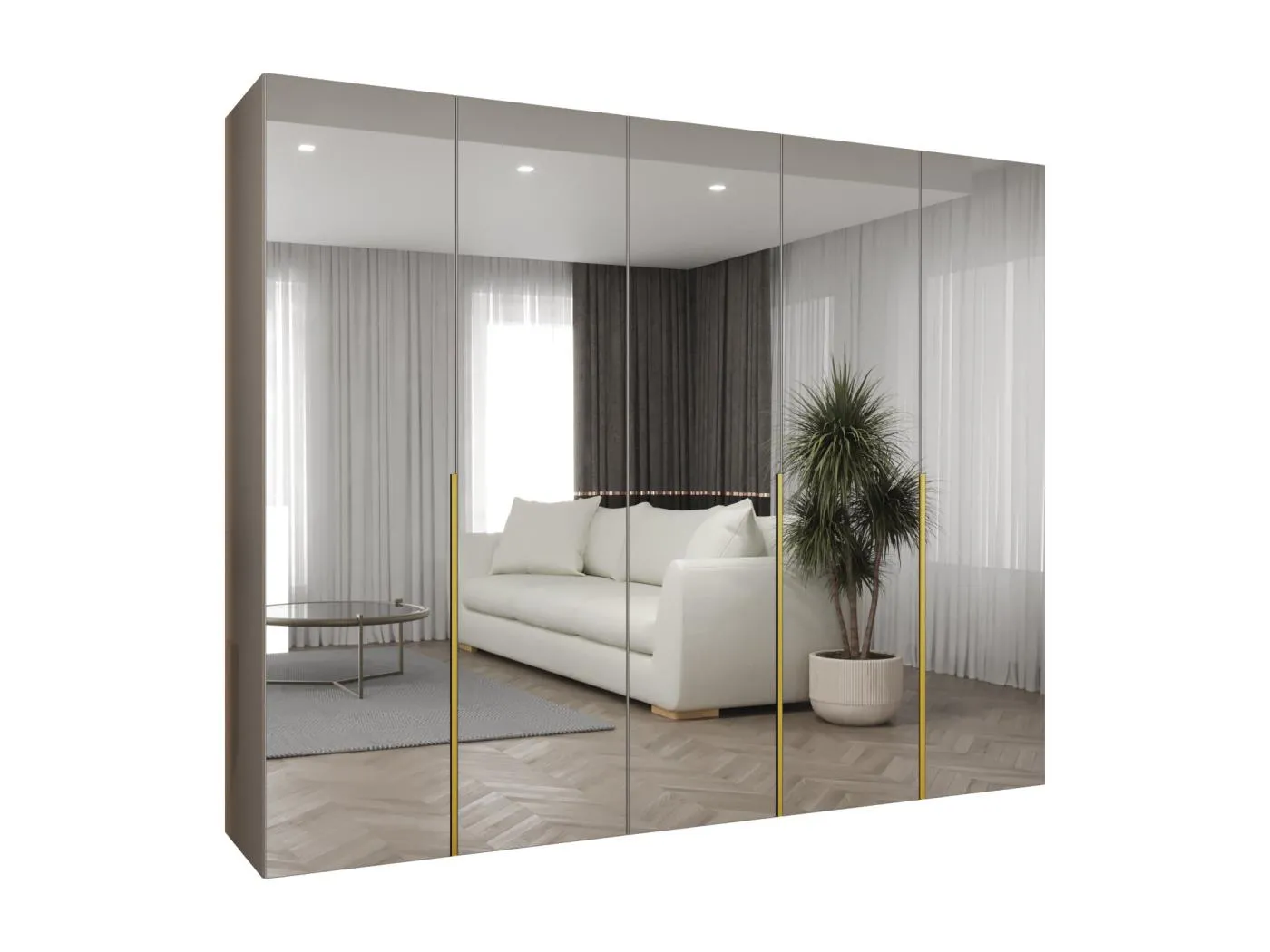 Drehtürenschrank Alicante 3 202/250/52 5-türig (Kaschmir|Gold)