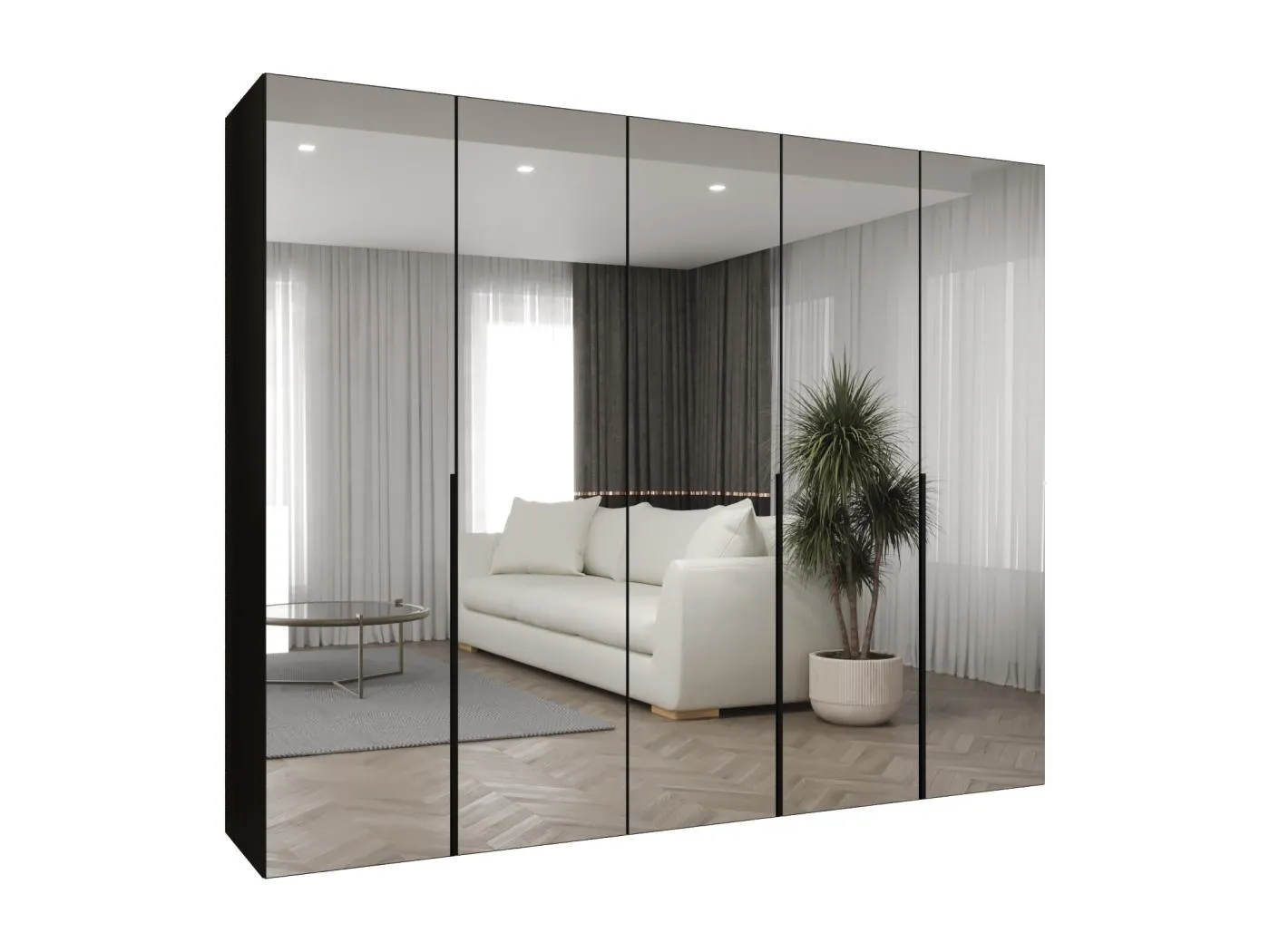 Drehtürenschrank Alicante 3 202/250/52 5-türig (Schwarz|Schwarz)