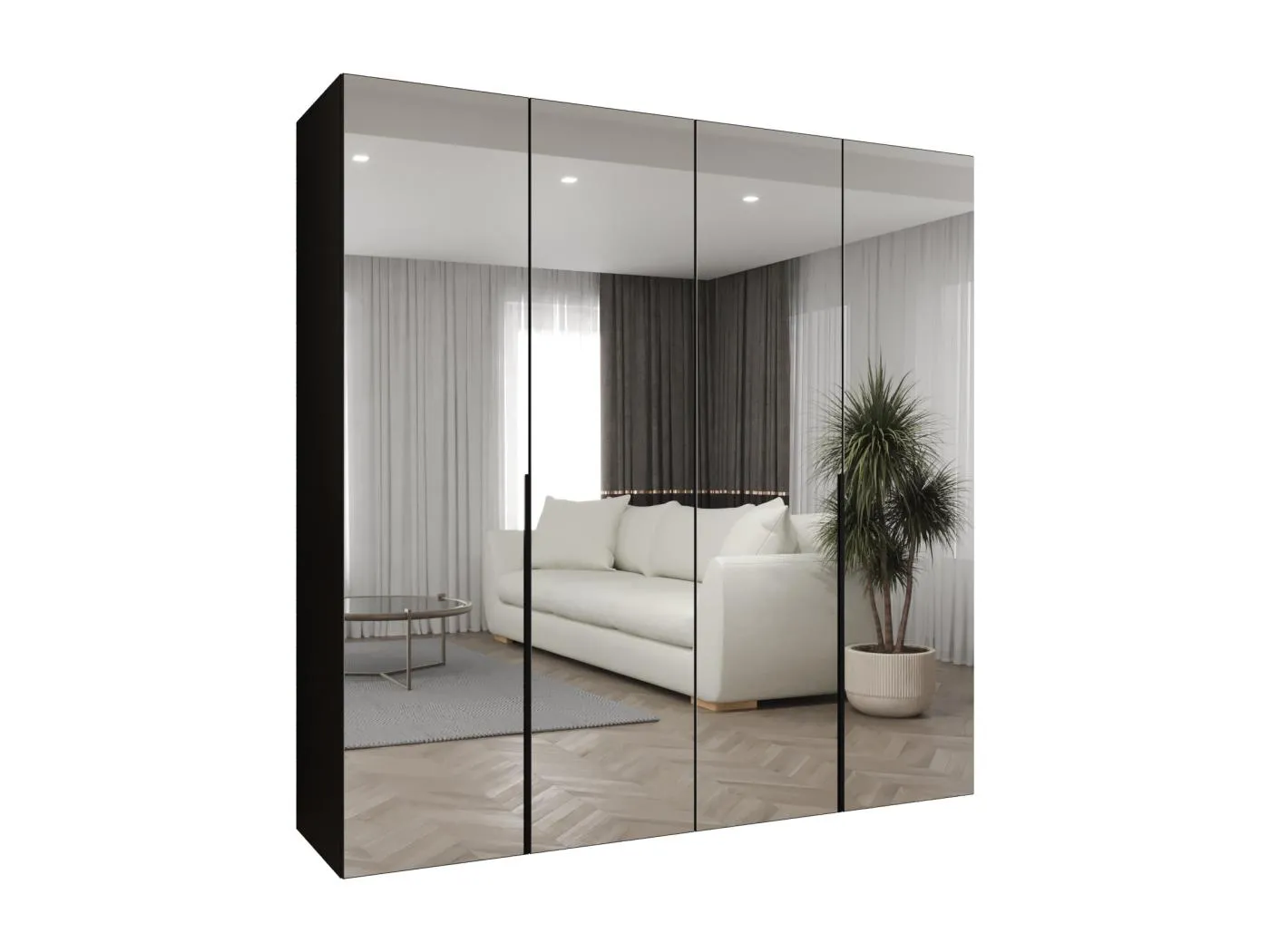 Drehtürenschrank Alicante 3 202/200/52 4-türig (Schwarz|Schwarz)