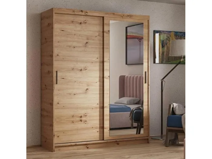 SCHWEBETÜRENSCHRANK Hela 120/205/60 2-türig eiche Artisan mit Schubladen