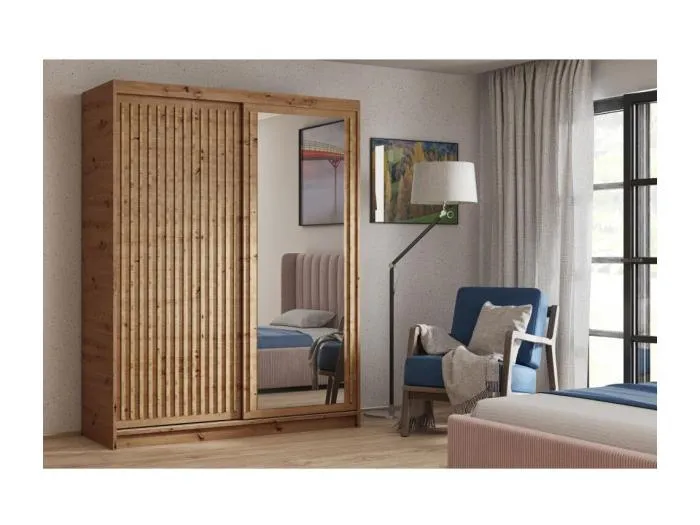 SCHWEBETÜRENSCHRANK Donatello 180/205/60 2-türig eiche Artisan mit Spiegel