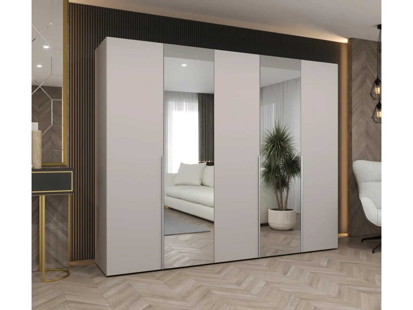 Drehtürenschrank Alicante 2 202/250/52 5-türig (Kaschmir|Kaschmir)