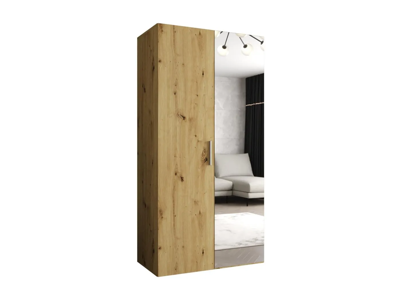 Drehtürenschrank Bari 2 202/100/52 2-türig (Artisan Eiche|Silber)