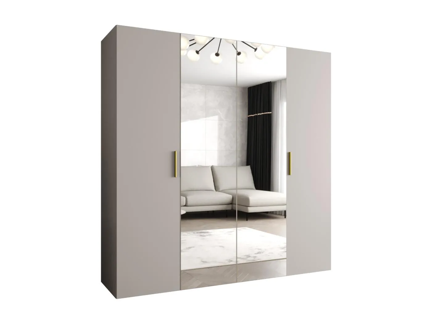 Drehtürenschrank Bari 2 202/200/52 4-türig (Kaschmir|Gold)