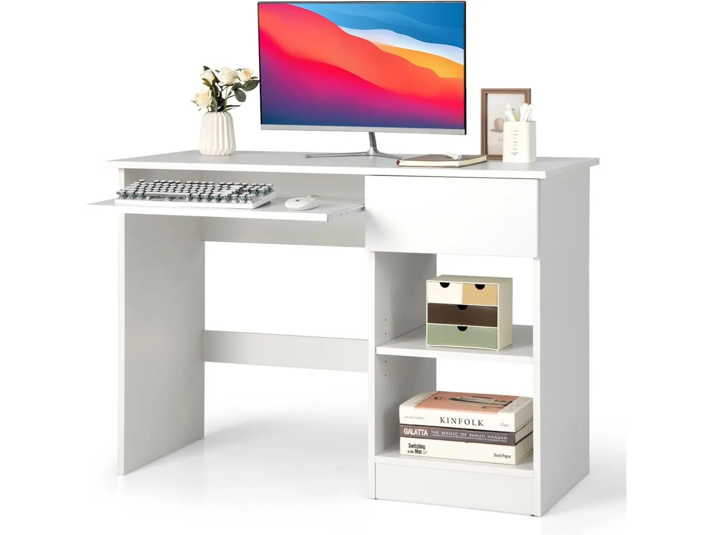 Schreibtisch mit Tastaturablage