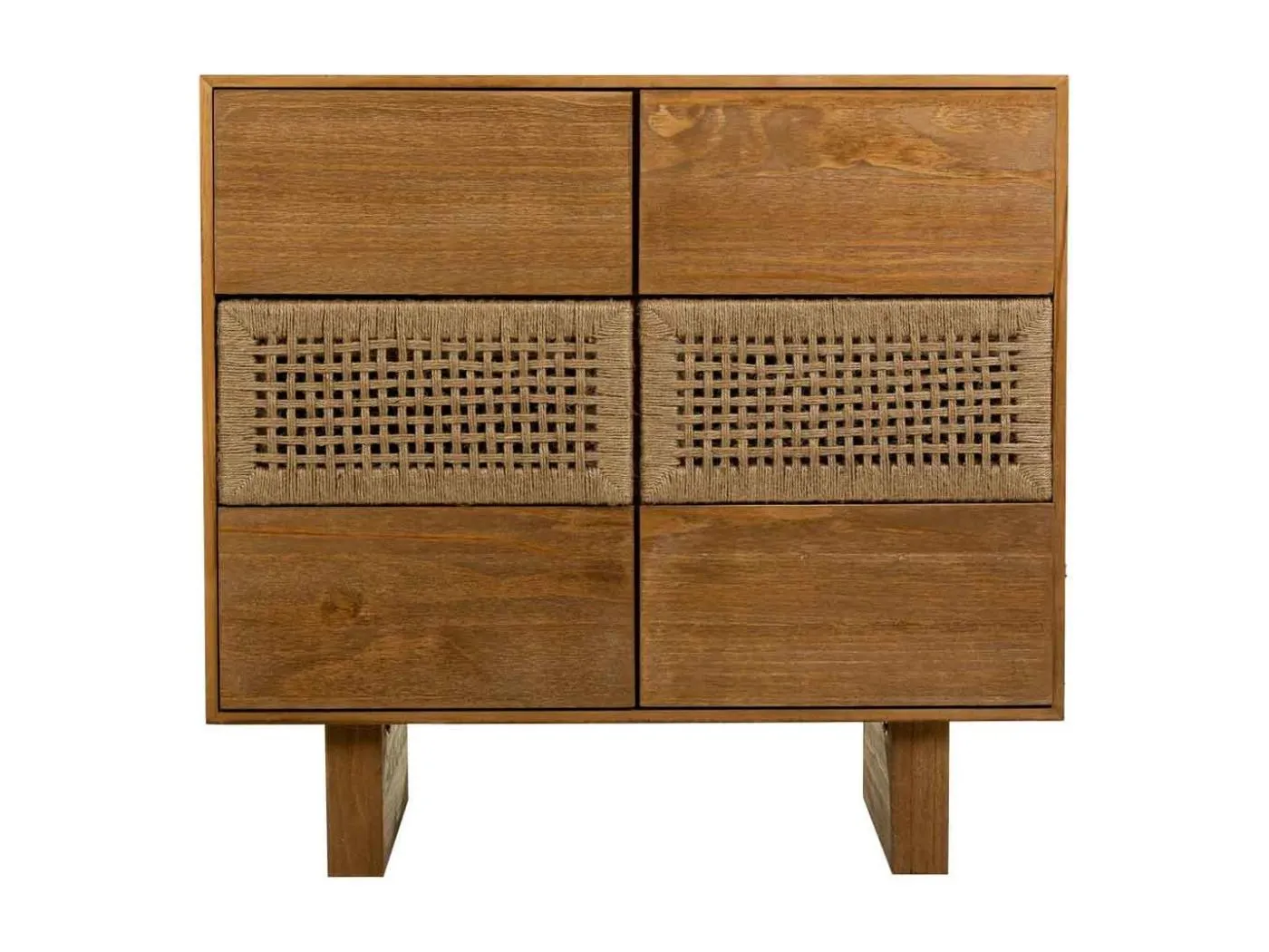 Kommode aus Holz und braunem geflochtenem Seil 80x36x75h cm