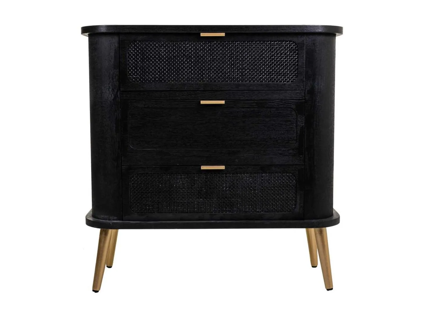 Kommode aus Holz und schwarz lackiertem Netz 80x35x81h cm