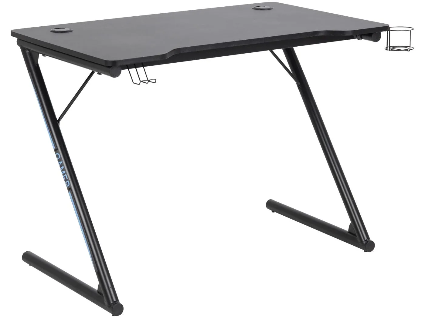 Trops Schreibtisch für Gamer mit Getränkehalter schwarz.