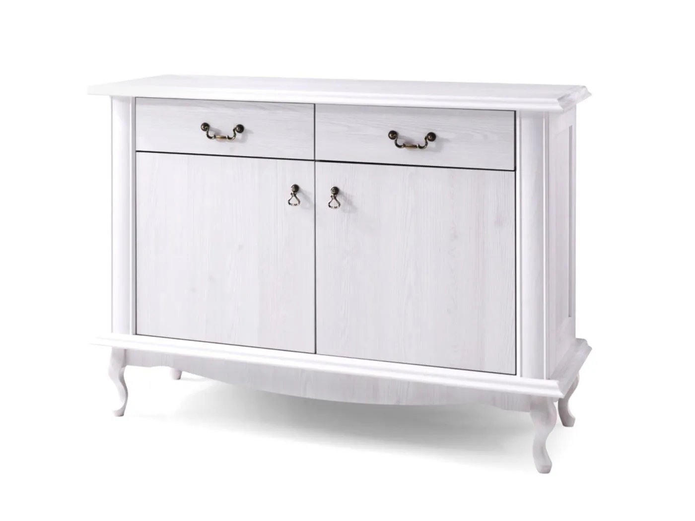 Kommode mit Türen geschnitzte Füße - weiß - BRITON