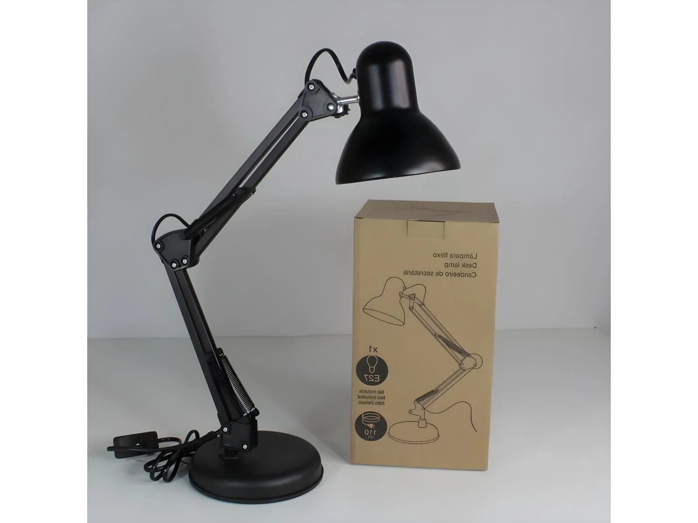 Schreibtischlampe Avati mit Metallstruktur 1xE27 - Schwarz