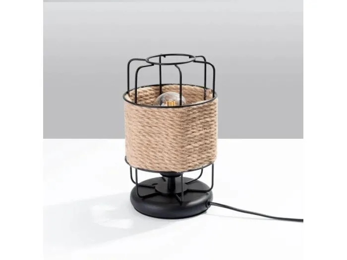 Schreibtischlampen Gizur Industriell Aus  Stahl/Kabel - 1 Lichtquellen - L.15 X H. Cm - Schwarz/Kordel