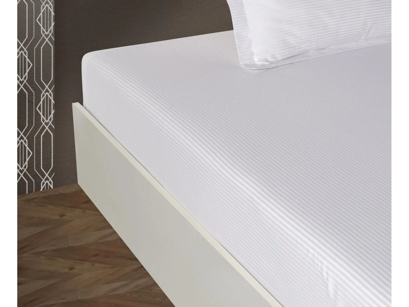 Flachbettlaken für 2 Personen 270x300 cm aus Baumwollsatin gestreift