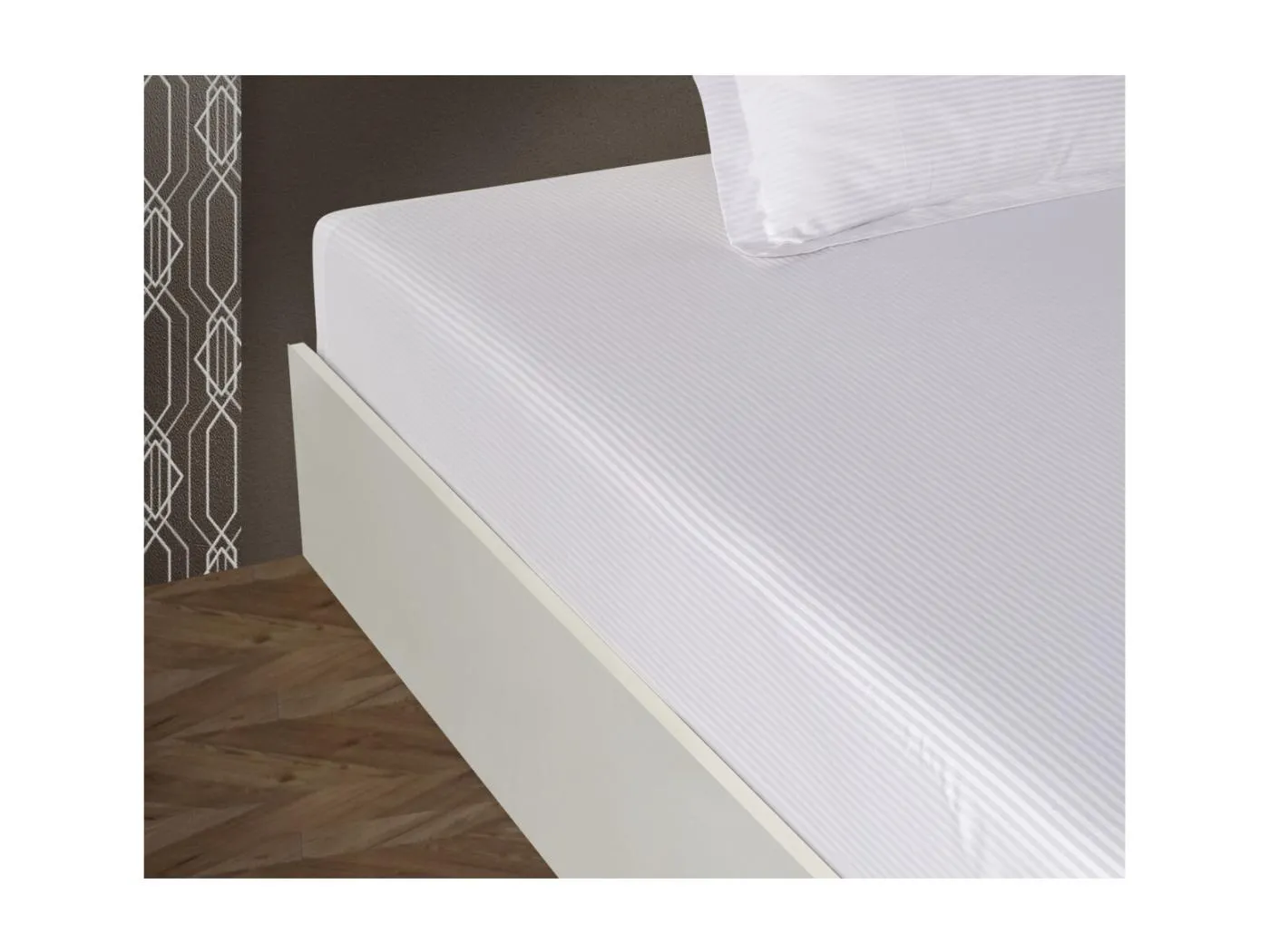 Flachbettlaken 1 Person 190x290 cm   Baumwollsatin gestreift