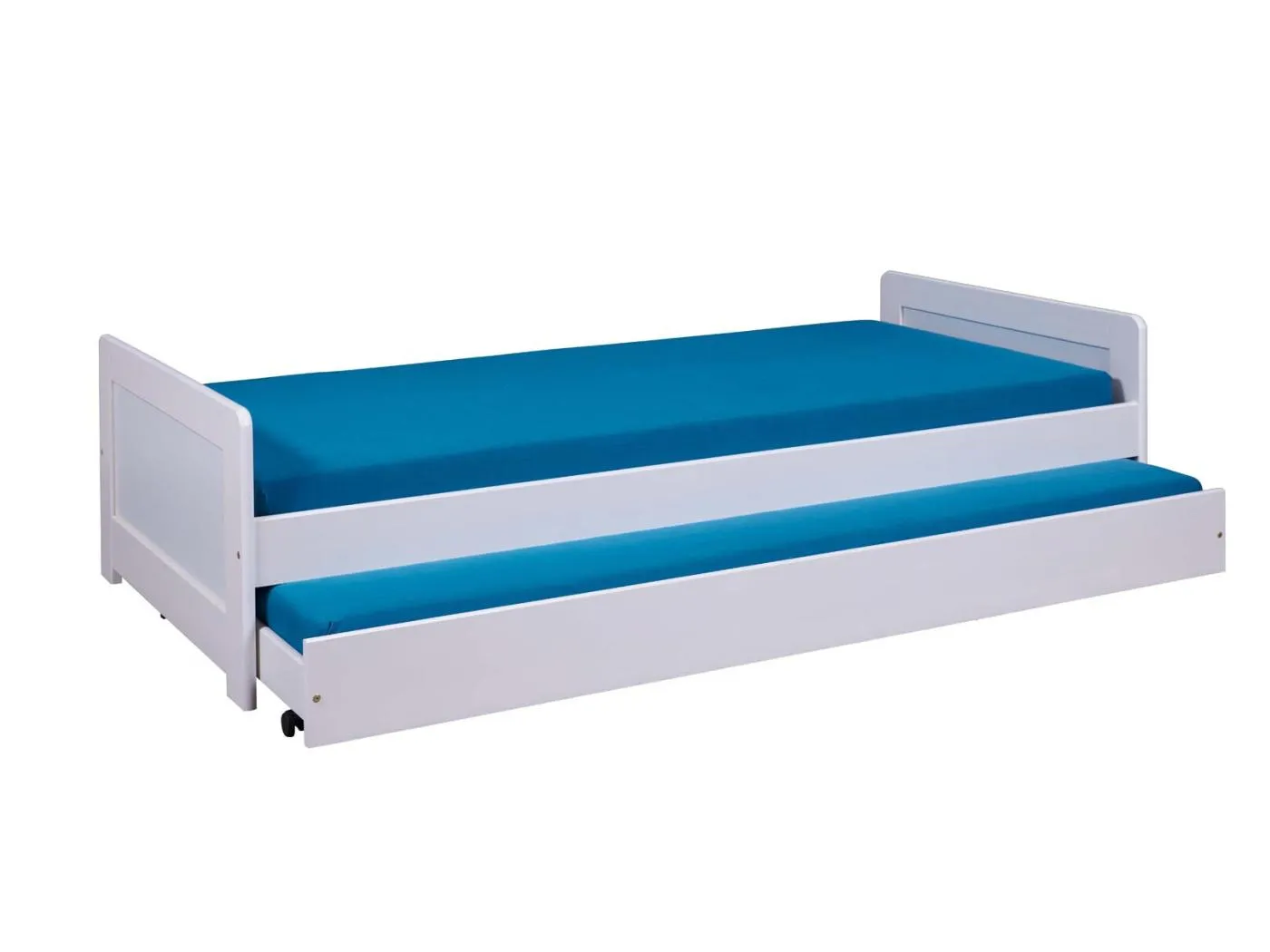 Surf Bett 90x200cm mit 1 ausziehbares Bett weiß.