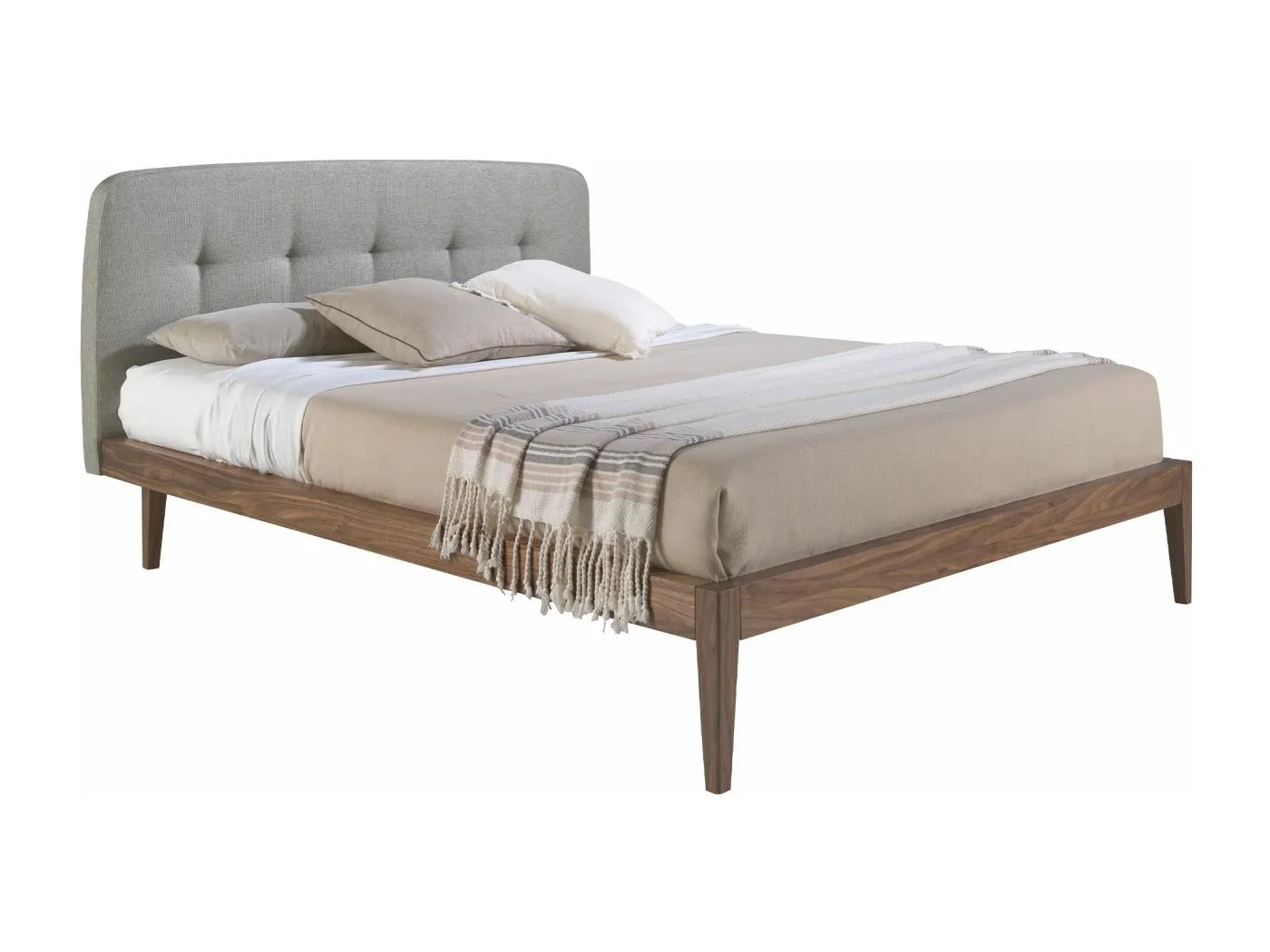 Bett mit grauem Stofftufting  7177 ANGEL CERDA