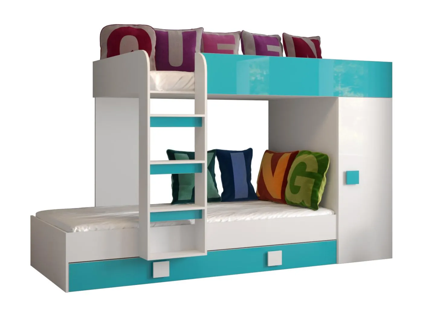 TOLEDO 2 Etagenbett 203,3/106,6/125 (weiß/türkis)