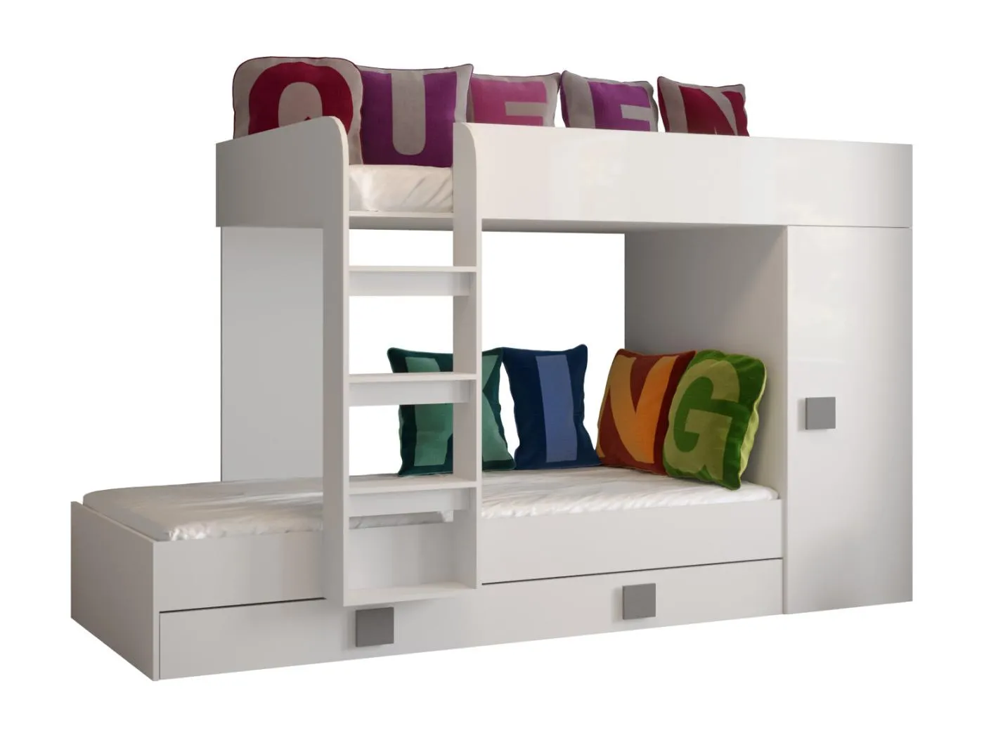 TOLEDO 2 Etagenbett 203,3/106,6/125 (weiß/weiß/grau)