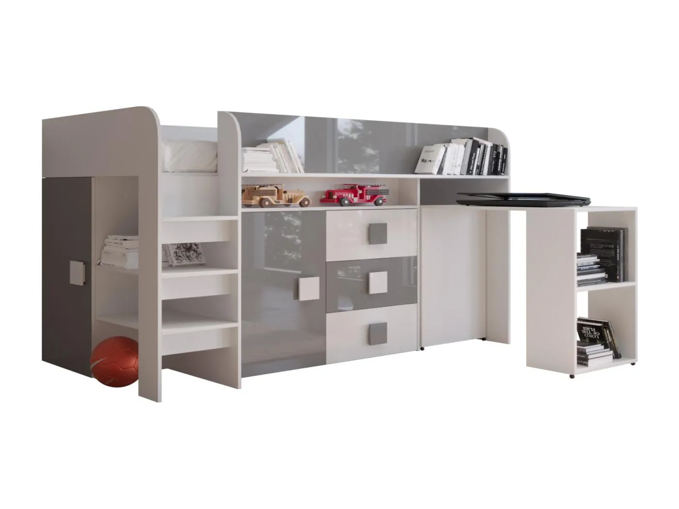 TOLEDO 1 Etagenbett 203,3/106,6/125 (weiß/grau)