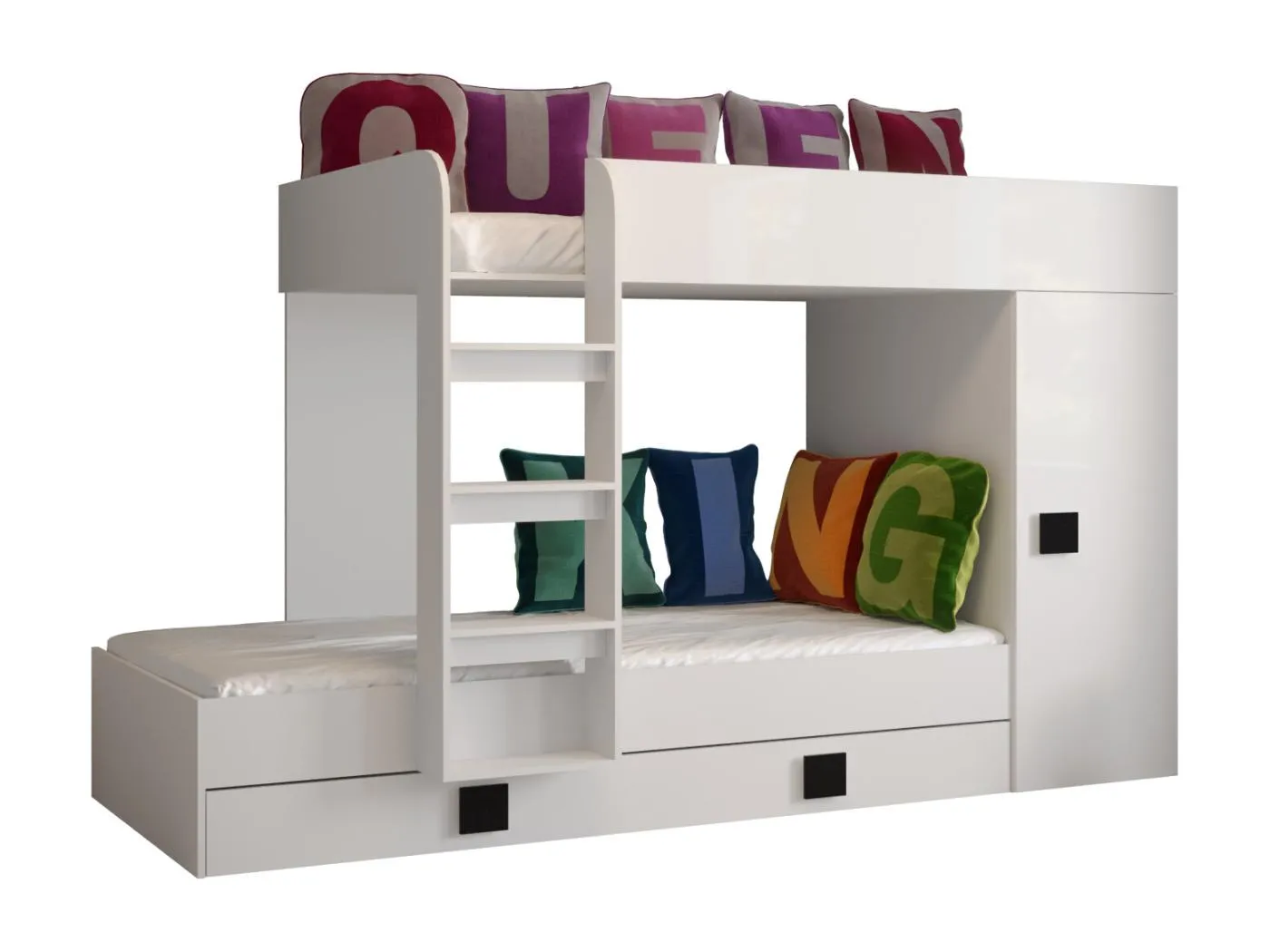 TOLEDO 2 Etagenbett 203,3/106,6/125 (weiß/weiß/schwarz)